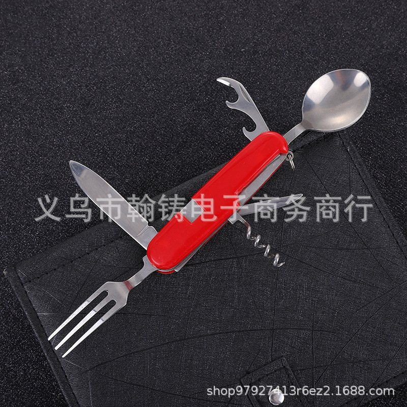 厂家直供不锈钢便携可分拆野营折叠刀叉勺户外露营多用途餐具套装