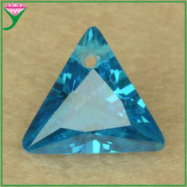 海蓝色直角三角形打边孔串全通孔人造立方氧化锆石裸石 皓石宝石