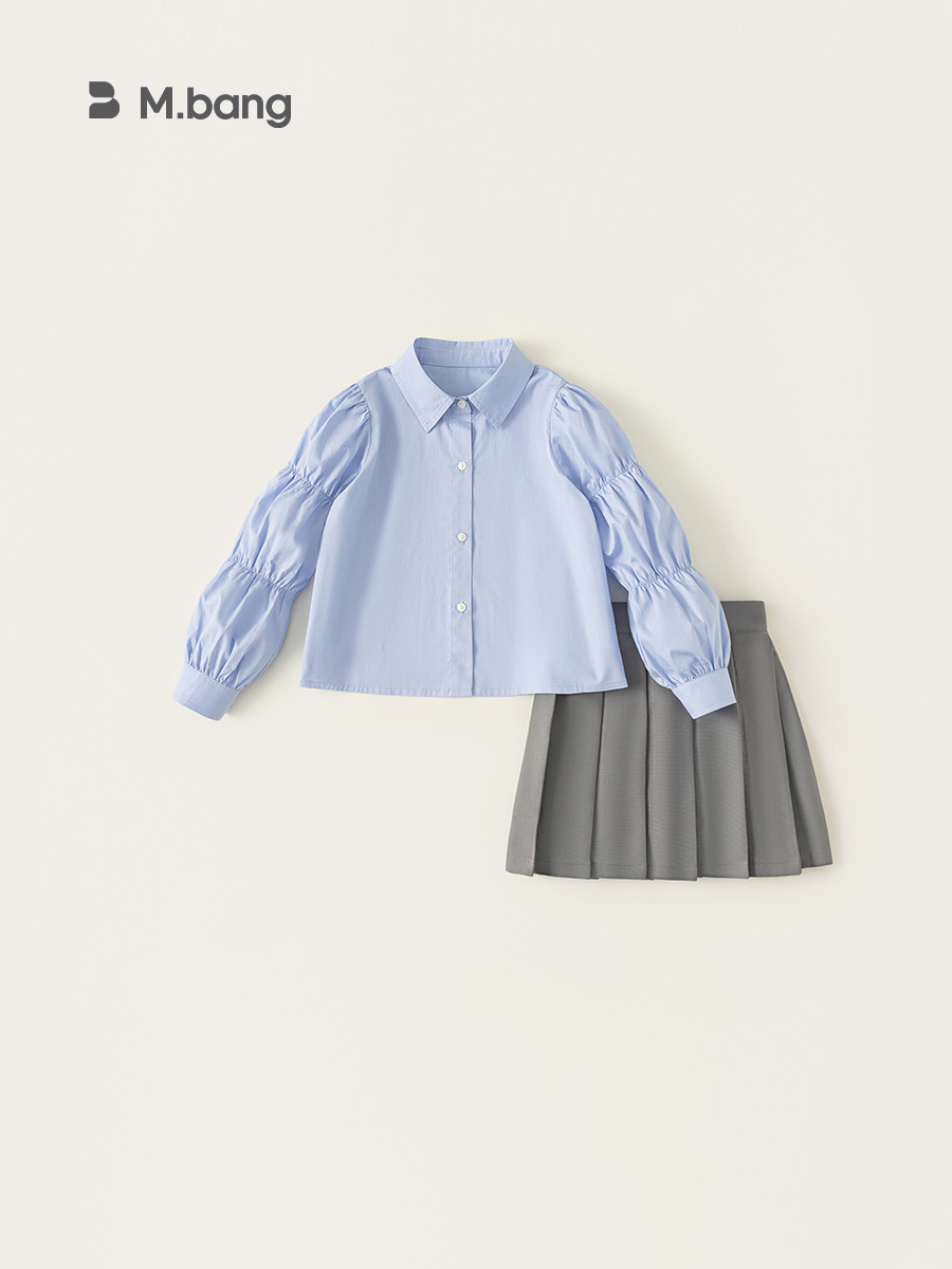 Yubao Huzhou Zhili Children 's Wear Girls JK set Spring 2026 Girls shirt sólido falda plisada de dos piezas