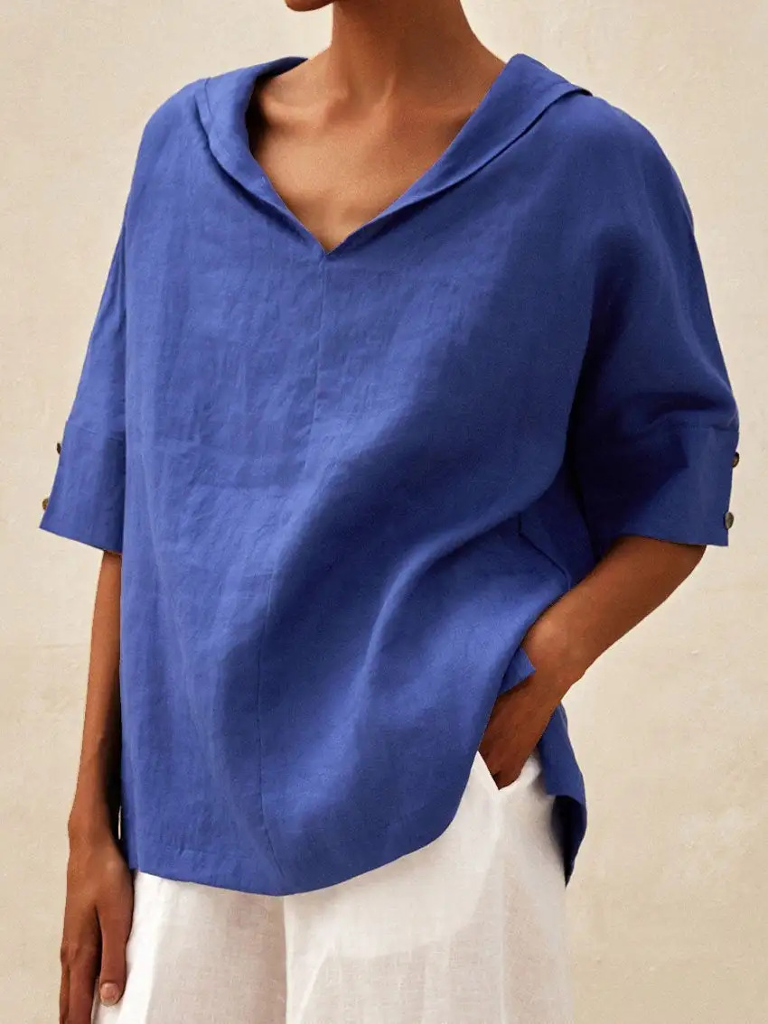 Women's Solid Colour T-shirt Casual Elegant Summer Top_voghion.com