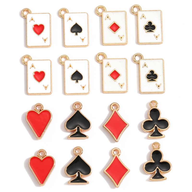DIY合金滴油饰品配件扑克牌吊坠 手链项链钥匙扣装饰挂件W491