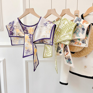 New Korean style ins trendy women's thin silk scarf scarf small shawl fake collar outer wear decorative neck protection air-conditioned room shawl