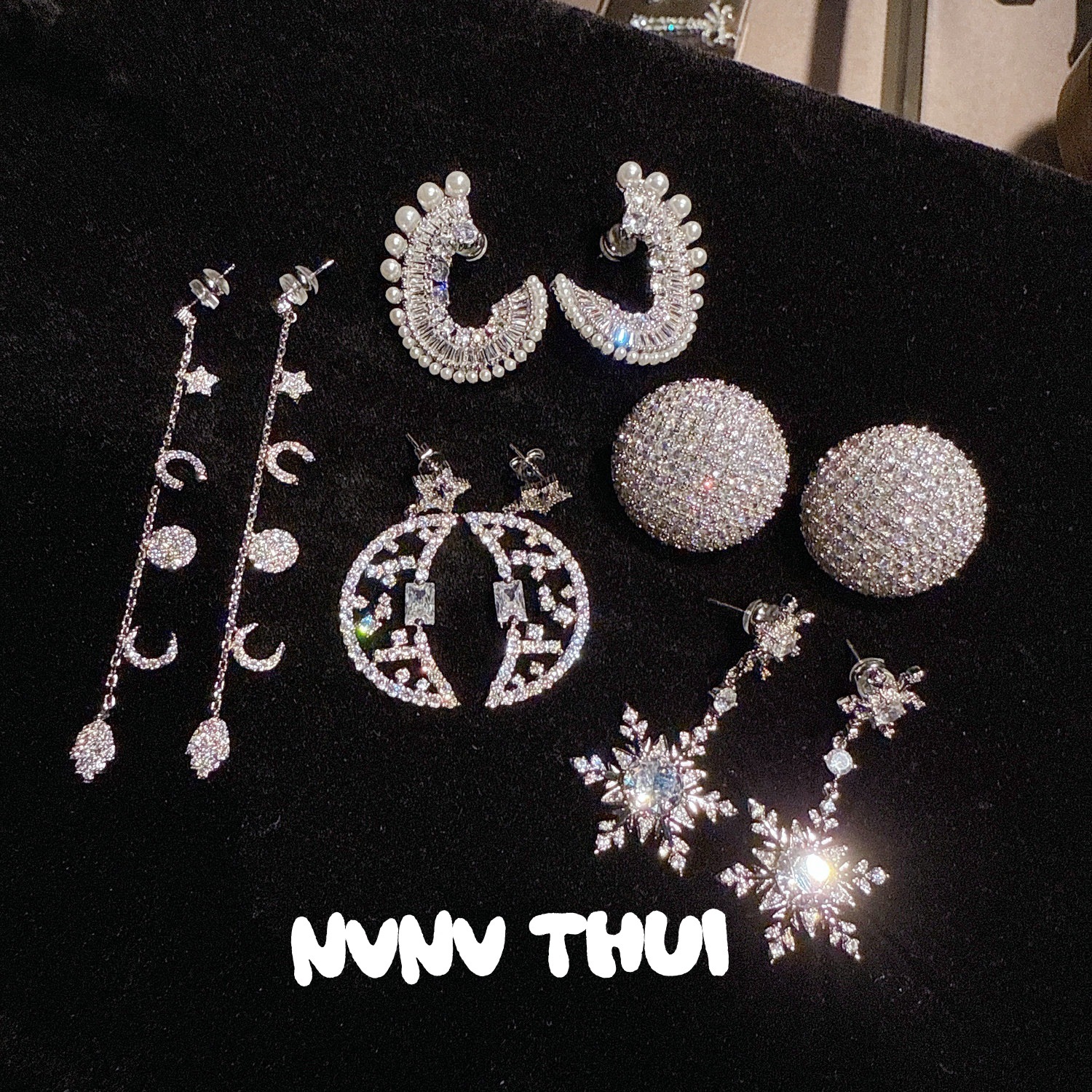 Jewelry drop-shaped, diamond with bow pearl, fashionable earrings, ceiling lamp