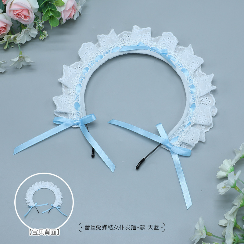 一件代发日系二次元Lolita头饰洛丽塔发饰蕾丝蝴蝶结女仆发箍B款|undefined