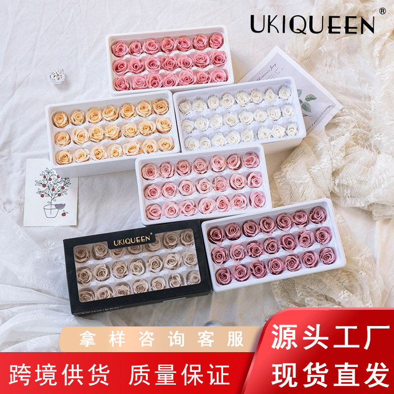 Yunnan Naxi Queen flor eterna 2-3cmB Rosa flor preservada al por mayor hecho a mano bricolaje flor material chino Día de San Valentín