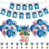 64 Stitch party supplies set [flag + cake insert + balloon]