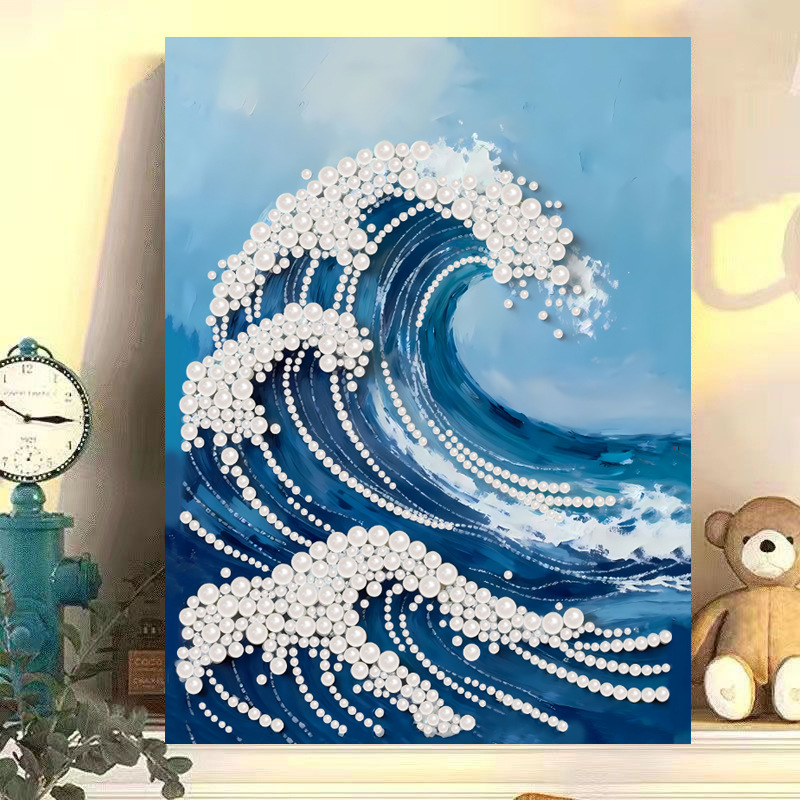 42c sea and sky are one color / Comes with glue [30* 40cm nailed solid wood inner frame] + pearls + dotting pen + diamond plate + jelly glue