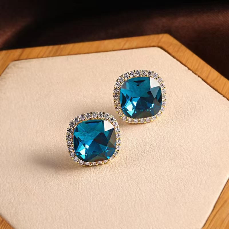 Geometric square elegant blue sophisticated fashionable earrings…