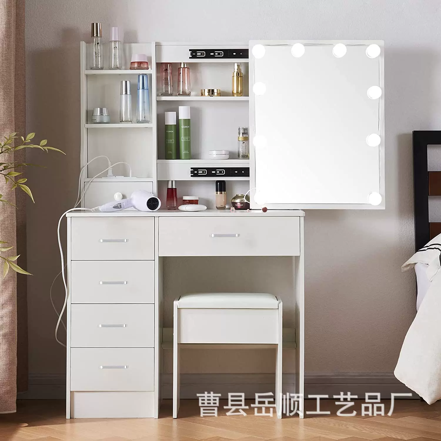 木质梳妆台收纳柜一体梳妆柜化妆台卧室小型化妆桌现代简约梳妆桌