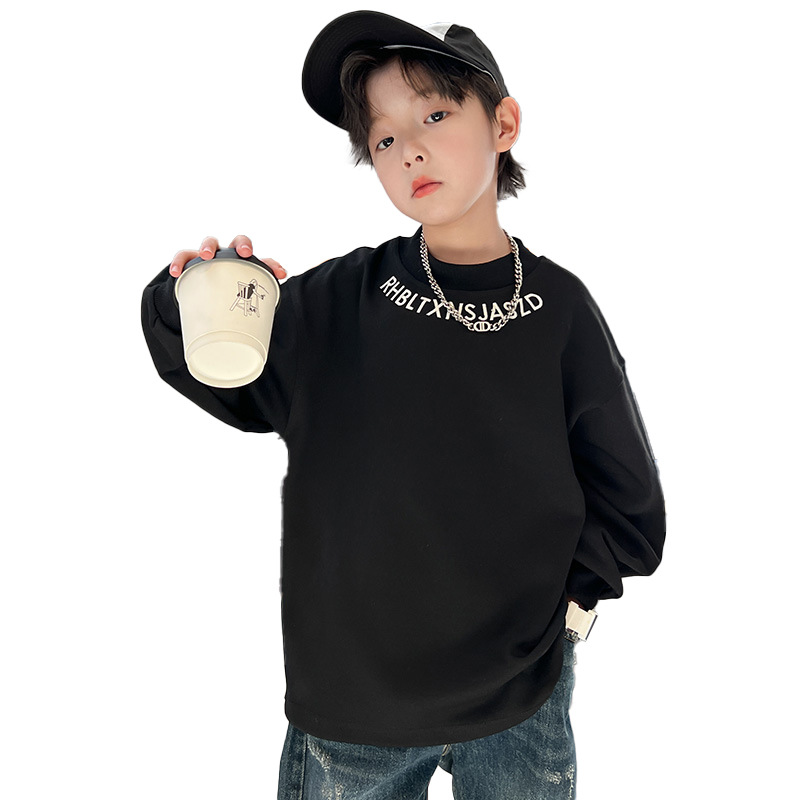 Maglietta a maniche lunghe per bambini Primavera e 2024 Nuova maglietta per bambini di taglia media e grande, stile western alla moda_voghion.com