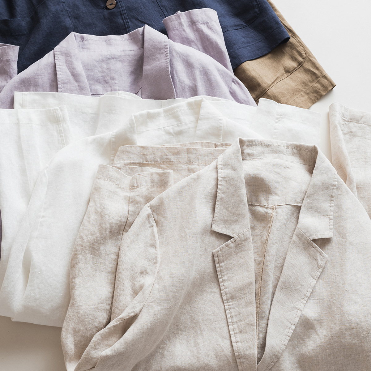 Loose Patch Pocket Small Suit 14-Count Pure Linen Work Clothing Casual Thin Artistic Long-Sleeved Jacket for Women Spring and Summer 5221