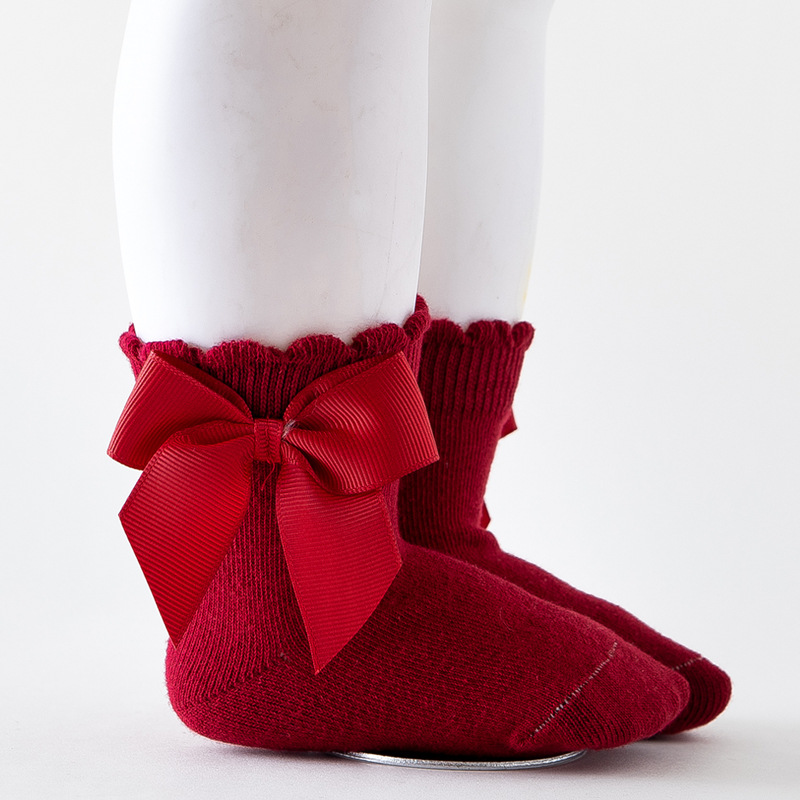 Primavera, Otoño e Invierno estilo español europeo y americano gran arco pequeña princesa calcetines de algodón estilo Palacio Lolita calcetines bebé