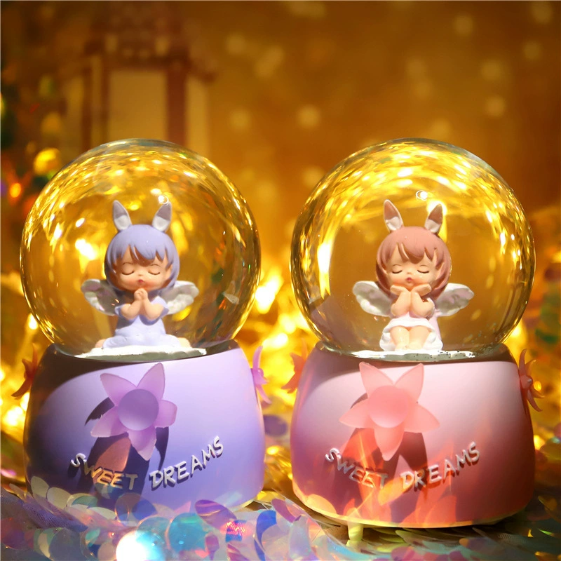 Music glass music box with light for students, creative gift
