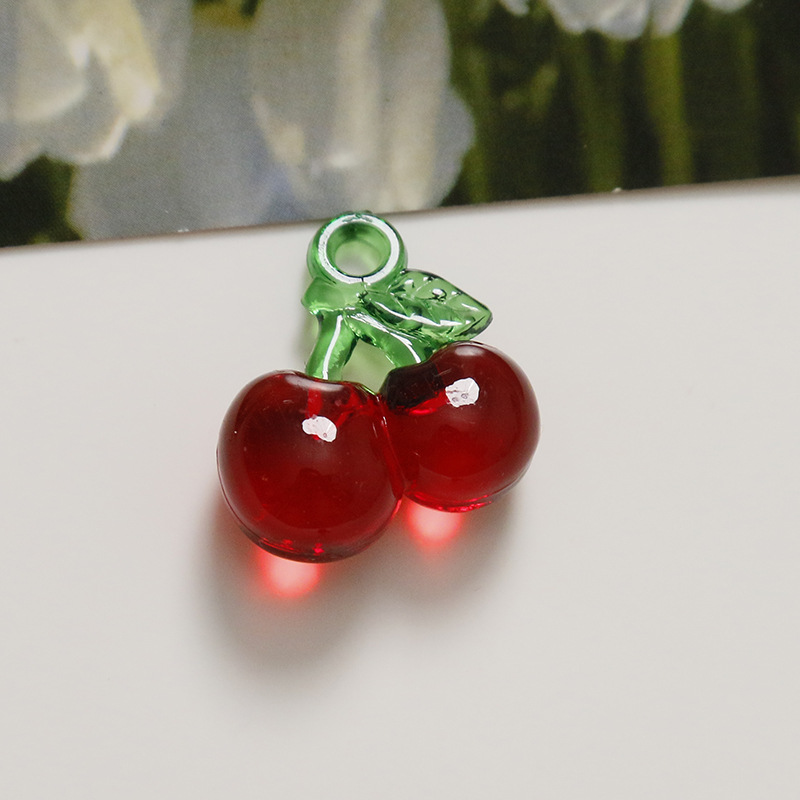 2g Weight Pendant Jewelry Making Type 20*20mm Jewelry Making Size DIY Jewelry Accessories Classification 1 Piece Quantity Acrylic Material Cherry Pattern Cute Style 1 Piece 20*20mm Arylic Cherry Pendant 13