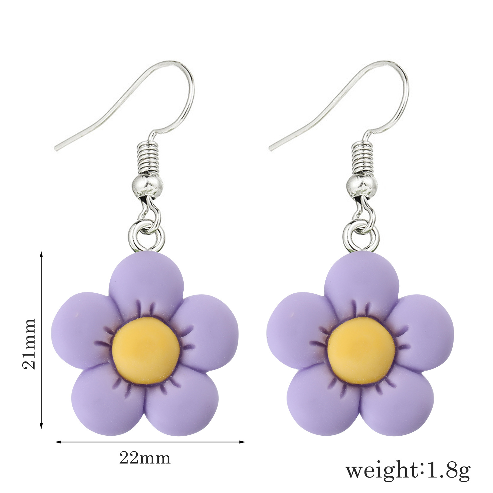 1 Paire Mignon Dame Sucré Fleur Résine Boucles D'oreilles display picture 1