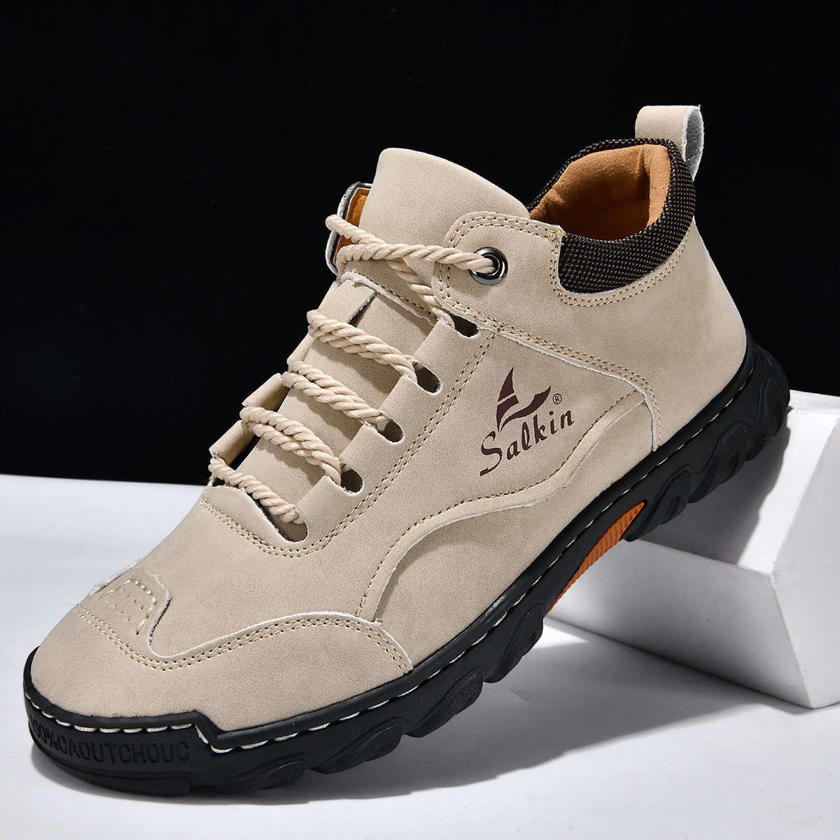 Stivaletti uomo in pelle cuciti a mano stringate casual_voghion.com