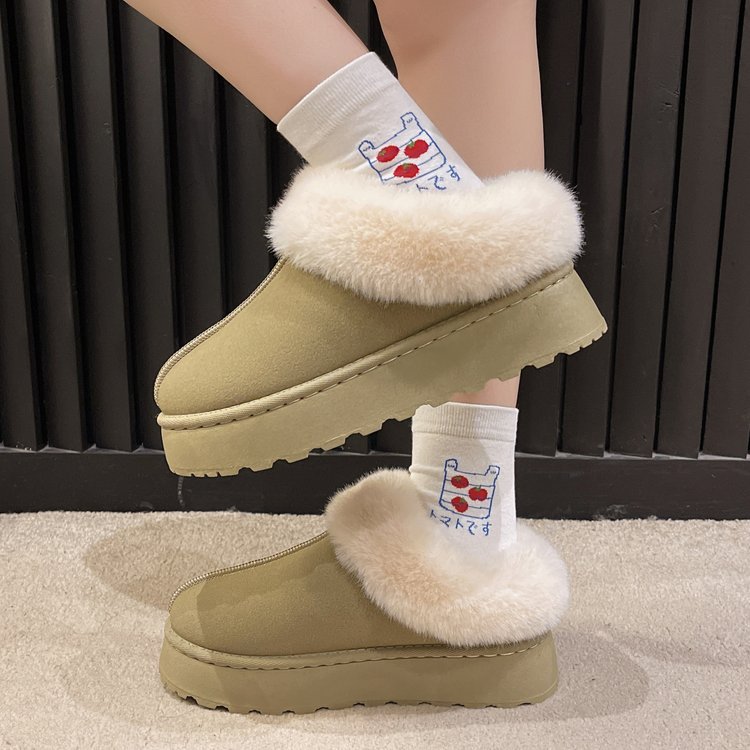 Thick snow boots for men and women in winter plus fleece thickened warm comfort to wear casual woolen shoes large size_voghion.com