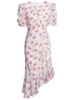 Bubble sleeve pleated waistband irregular floral wrap hip skirt 2024 summer