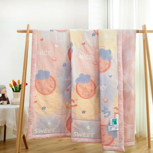 A-type 100% Cotton Printed Summer Cool Bed Sheet for Double Bed, Pure Cotton Summer Blanket, Air Conditioner Blanket, Summer Thin Blanket, Gift Blanket, Wholesale