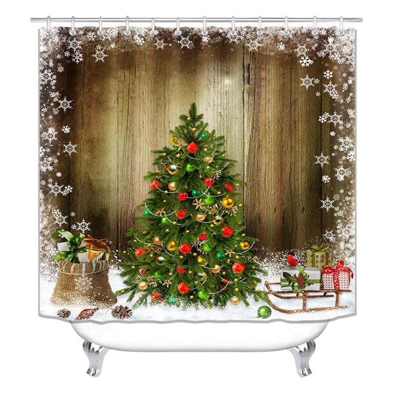 Venta caliente transfronteriza Impresión digital impermeable poliéster SERIE DE Navidad baño ducha cortina fábrica suministro directo cortina al por mayor