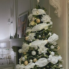 ネット赤クリスマスツリー装飾リボンリボンクリスマスdiyシーン配置ppネット糸蝶ネクタイリボン