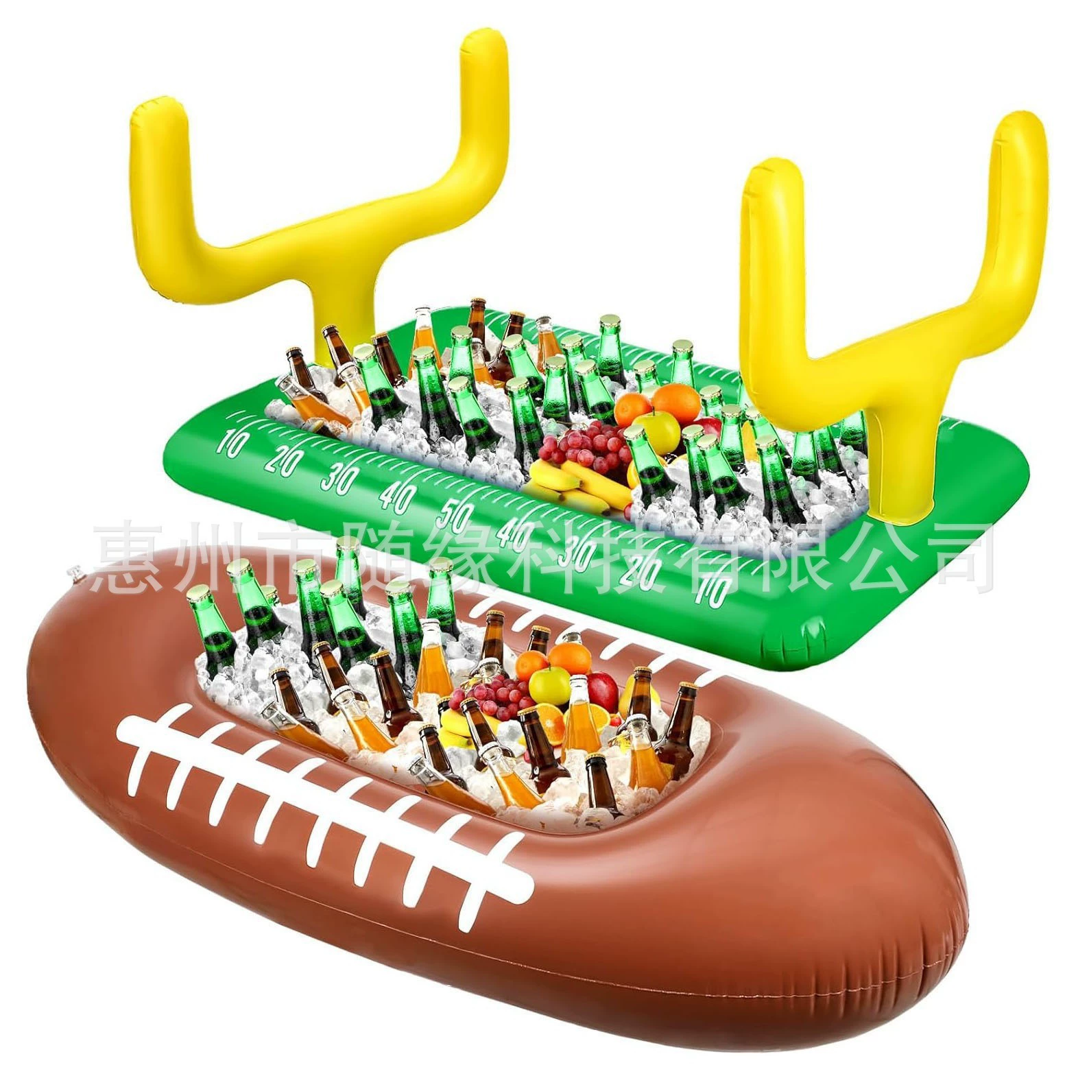 Надувная подставка для салата из ПВХ с рогами, портативный поднос для еды и напитков, квадратный зажим для льда