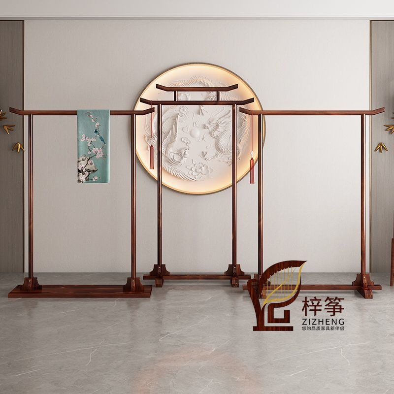 Chinese-Style Clothes Rack, New Chinese-Style Xiuhe Suit Wedding Dress Display Rack, Coat Rack, Solid Wood Floor-Standing Antique Clothes Rack, Vertical