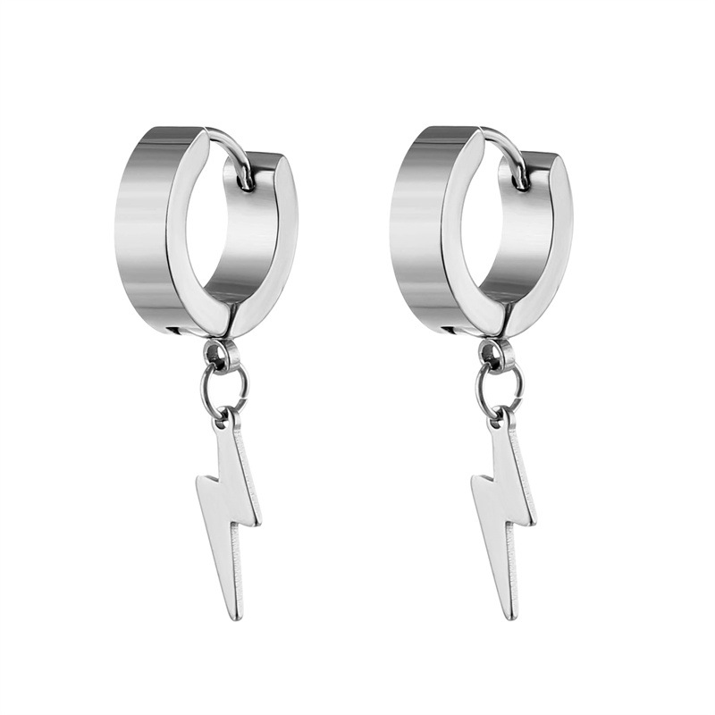 Cool Style Lightning Stainless Steel Plating Drop Earrings Ear clips 1 Piece