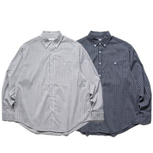 日系cityboy廓形格子长袖衬衫男女宽松复古文艺青年休闲工装衬衣