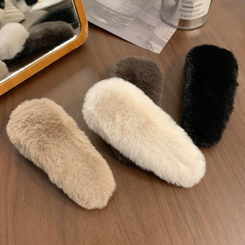 10cm Plush BB Clip Autumn and Winter New Simple All-match Multicolor Hair-free Female Bangs Clip Mori Style Internet Red Hair Clip