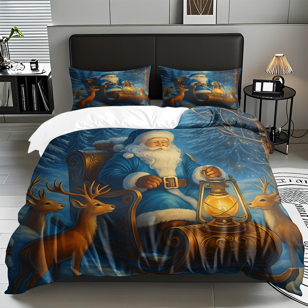 Textiles caseros transfronterizos patrón navideño suave polirido quilt kit de impresión digital HD TEMU / JIT