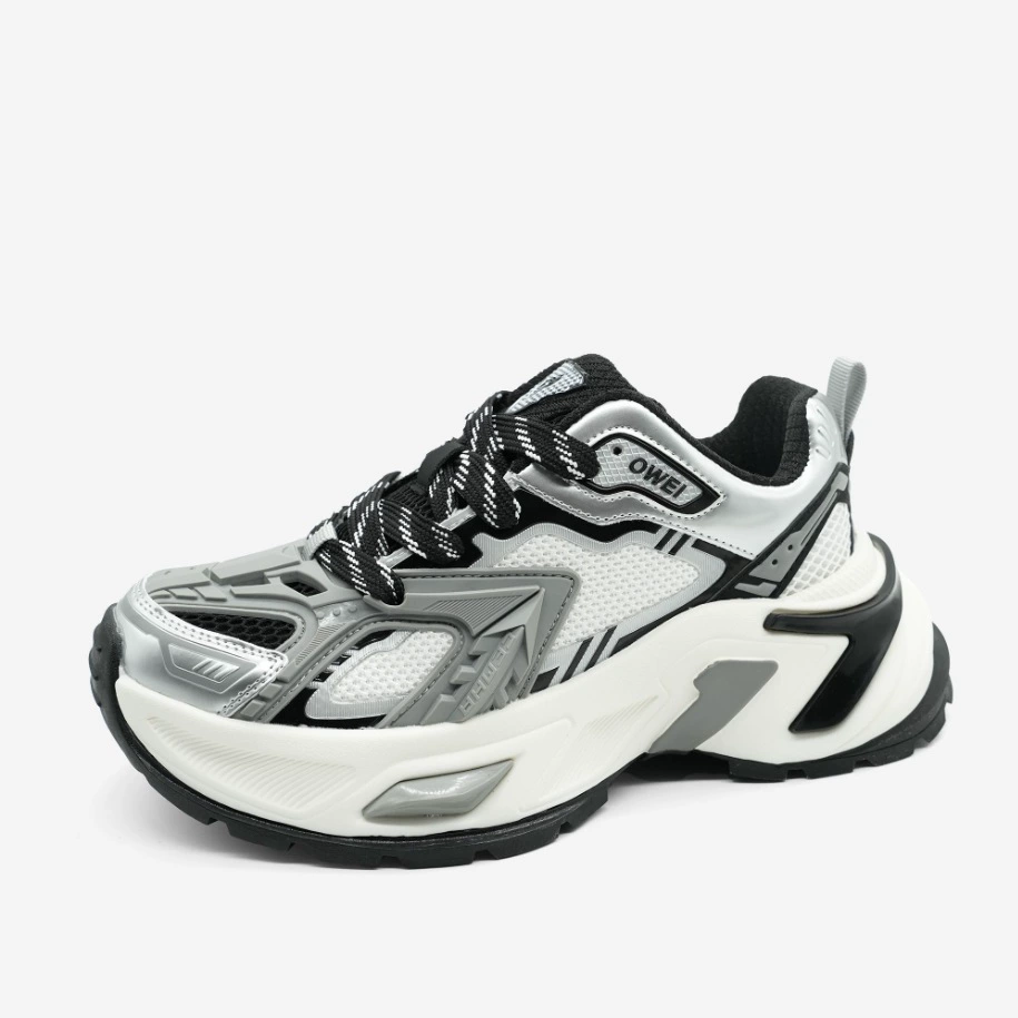 2025 Весенние мужские кроссовки в стиле меха на толстой подошве, ретро, ​​национальный тренд, сетчатые, дышащие, увеличивающие рост, универсальные спортивные повседневные туфли