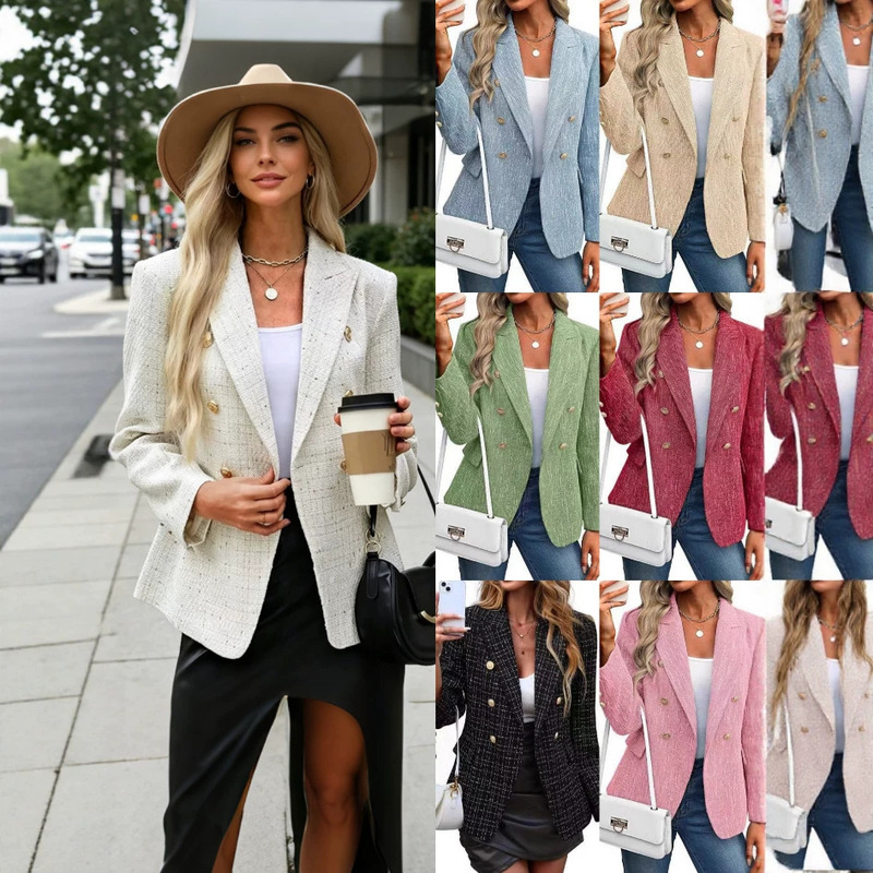 Multiple Colors Available! Light Luxury Chanel-Style Tweed Blazer for Women, Double-Breasted, Elegant and Versatile for Work Multiple Colors Available! Light Luxury Chanel-Style Tweed Blazer for Women, Double-Breasted, Elegant and Versatile for Work