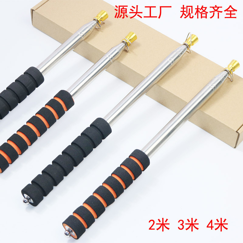 Gold-Headed Crown-Shaped Stainless Steel Flagpole Tour Guide Pole Outdoor Coach Pole Telescopic Pointer 3m for Outdoor Use