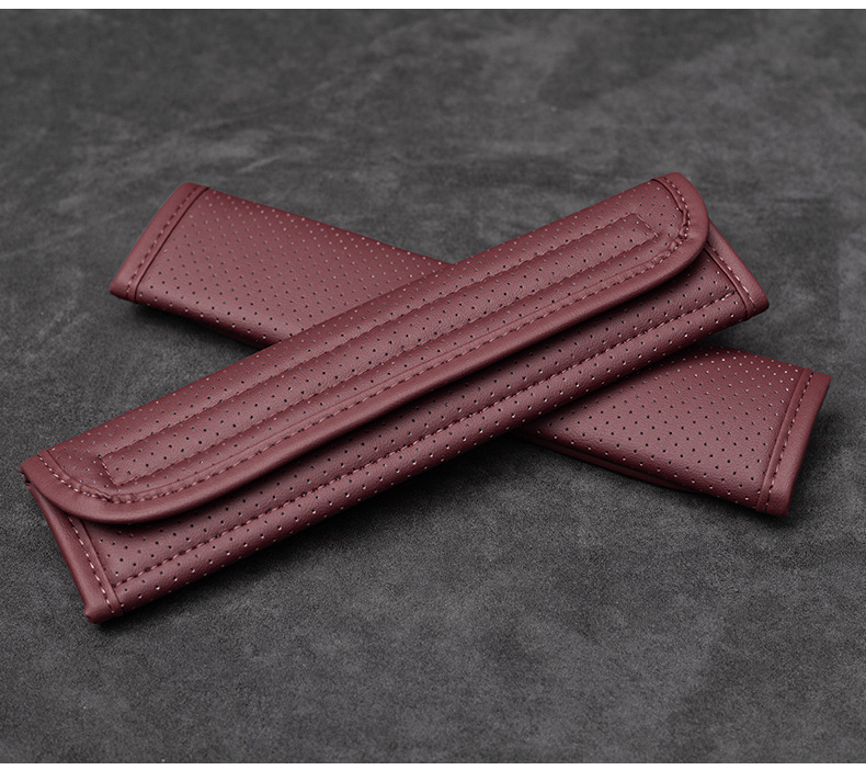 Car Shoulder Pads, Lambskin Plaid Shoulder Pads, Wear-Resistant and Non-Slip Car Shoulder Pads, Car Leather Seat Belt Shoulder Pads