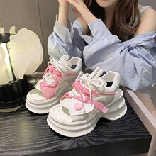 拼色厚底松糕凉鞋女2025新款百搭增高爱心运动罗马凉鞋欧货潮