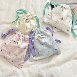 43222 Cartoon Bear Drawstring Storage Bag Cosmetic Bag Sundries Red Bag Coin Bag Travel Sub-bag