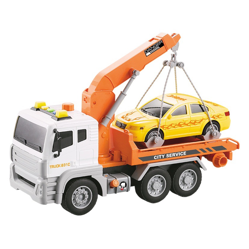 Trailer de rescate en carretera grande para niños, juguete, niño, transportador de plataforma, grúa, coche de ingeniería, coche de juguete, camión