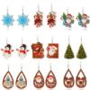Christmas earrings, set, small bell, European style, with snowflakes