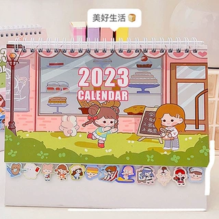新款2026年台历定制办公室可爱创意桌面异形月历卡通带贴纸计划本