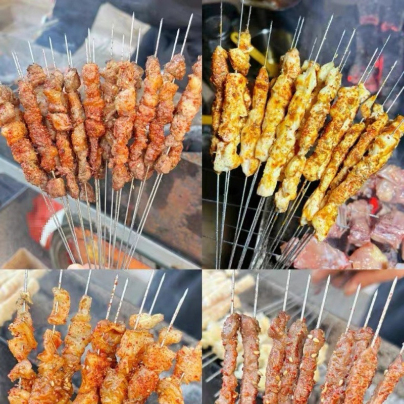 バーベキューの署名の使い捨ての鉄の署名の細い丸の署名の小さい串の羊肉の串の焼肉の針の商用包装の出前の署名のメーカー|undefined