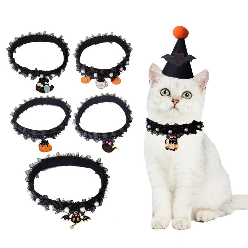 国境を越えたハロウィーンパーティーペット首輪カボチャ真珠猫黒犬アクセサリー|undefined