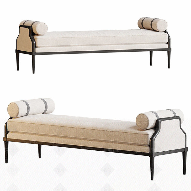 New Chinese-style solid wood end-of-bed bench, suitable for hotels, guesthouses, bedroom, living room, entryway, shoe changing bench, villa, club, and clothing store