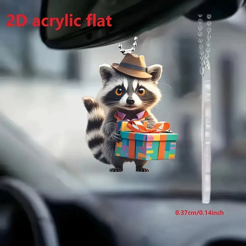 Акрический маленький енот рождественский подарок подвеска трансграничный новый плоский автомобиль зеркало заднего вида подвеска для вечеринок подвеска