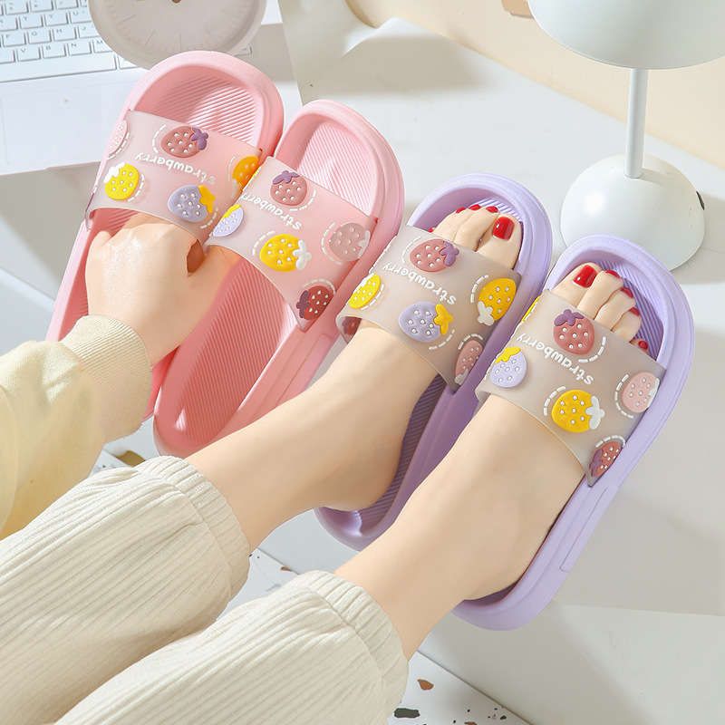 New Fruit Strawberry Sandals and Slippers Women's Summer Indoor Non-slip Home Couple Soft Bottom Outer Wear Bath Sandals and Slippers