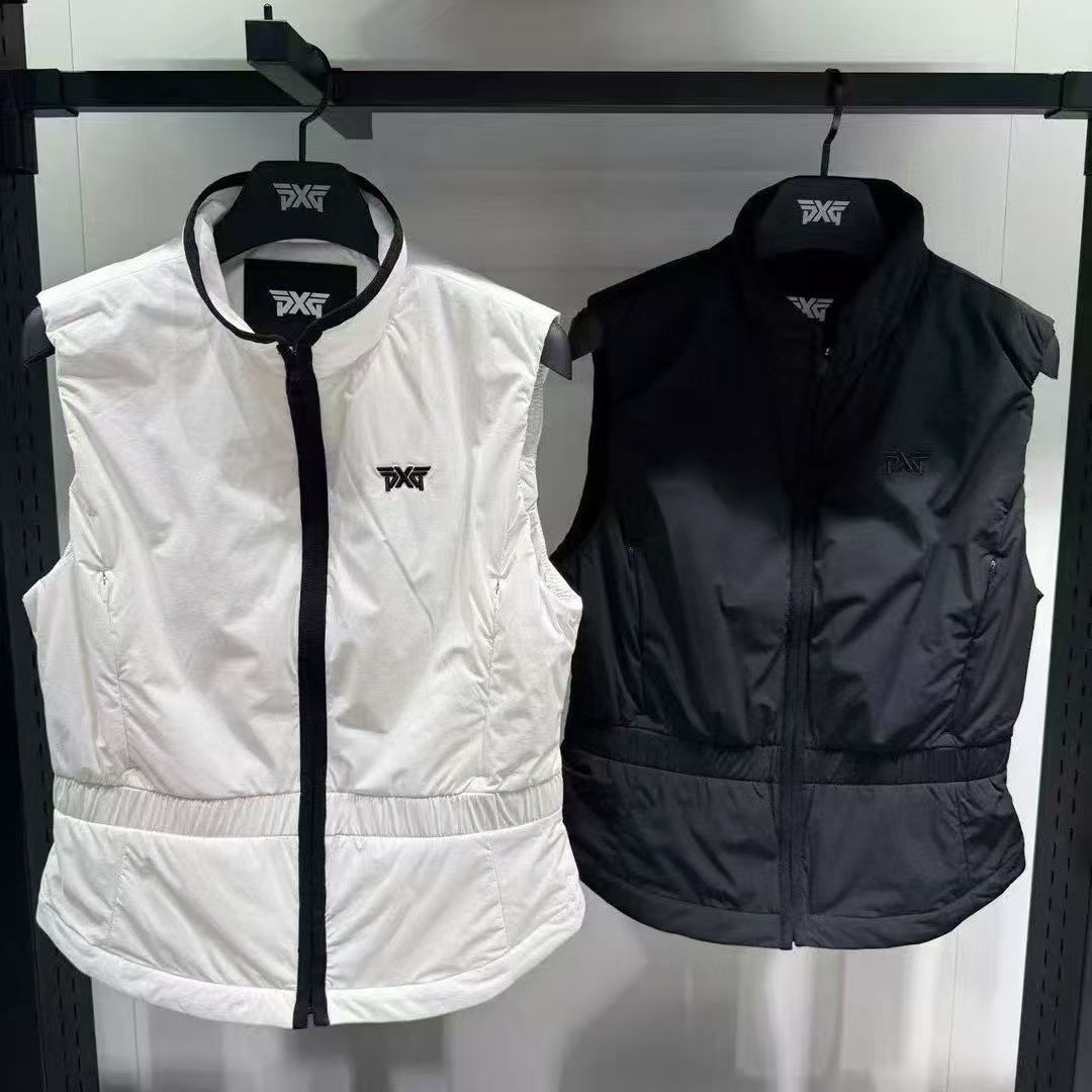 Korean Style Golf Women's 25 Winter Sports Golf Vest Warm Waist Filling Cotton Stand Collar Sleeveless Jacket
