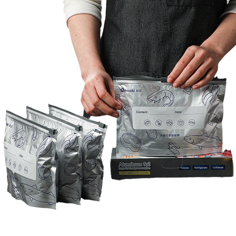 Aozaki aluminum foil in Aozaki aluminum foil food -grade refrigerated sealed bag refrigerator refrigerator frozen tin foil density bag 5