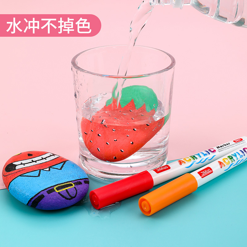 Marcador de acrílico impermeable pintado a mano zapatos de pintura de bricolaje pluma de pigmento niños traje de estudiante pintado pluma de graffiti cabeza delgada