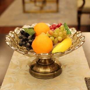 European Luxury Glass Fruit Plate Ornaments Modern Creative Living Room Home Dining Table Fruit Plate Fruit Bowl Coffee Table Decorations
