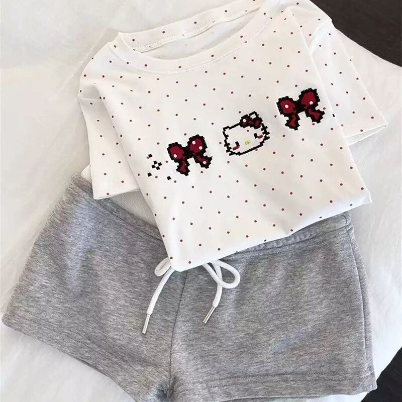 White Kt Cat New Style Ice Silk Ribbed Pants Cool Silk Cotton Round Neck Vest Cute Girl Pajamas Summer Set White Kt Cat New Style Ice Silk Ribbed Pants Cool Silk Cotton Round Neck Vest Cute Girl Pajamas Summer Set